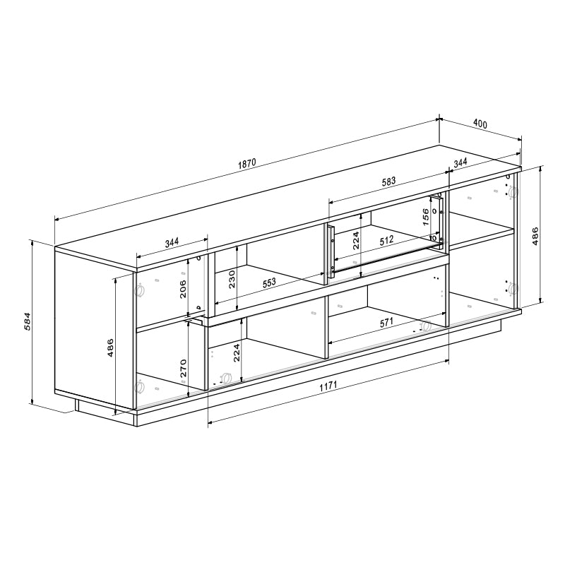 Комплект за хол norda крем с цвят дъб 187x40x58.4см