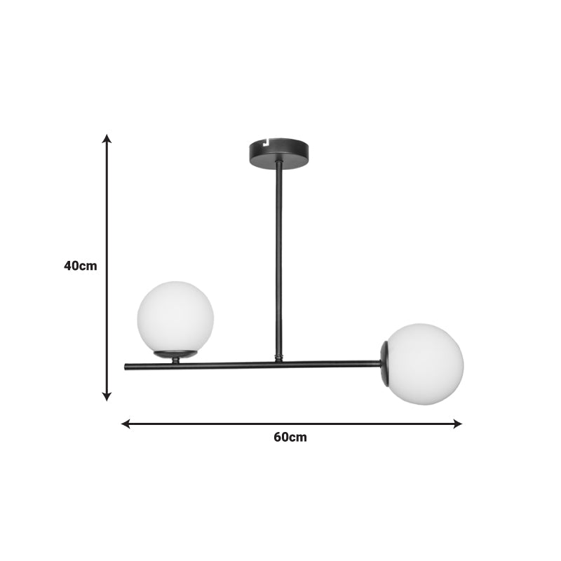 Плафон Opedro 2 лампи  E27 черен метал 60x30x40cm