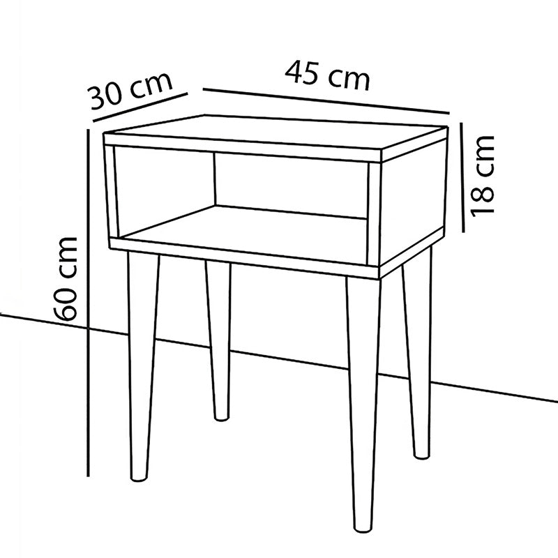 Нощно шкафче HANK орех  цвят 45x30x60см