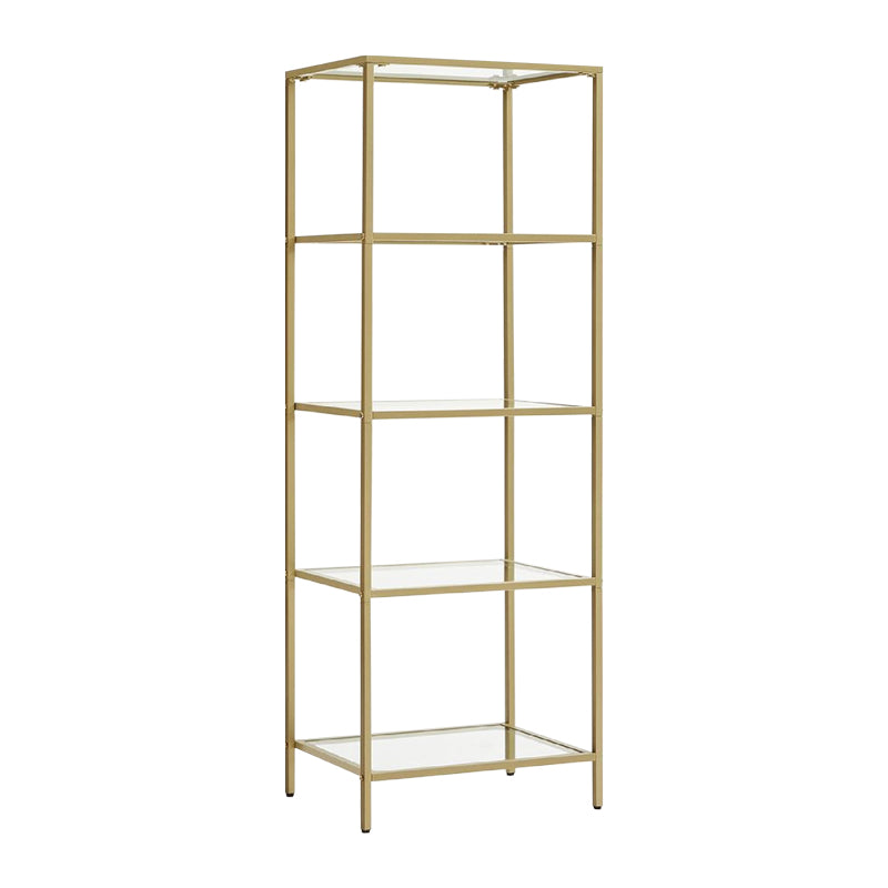 Метален рафт със стъклена повърхност Letus в златист нюанс 40x30x125см