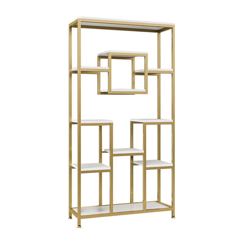 Aduti метален рафт за книги в златисто-бял нюанс 90x34x182см