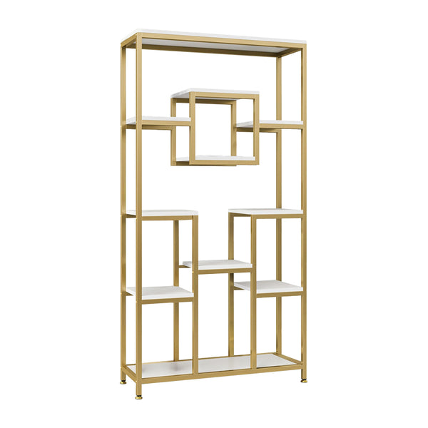 Aduti метален рафт за книги в златисто-бял нюанс 90x34x182см