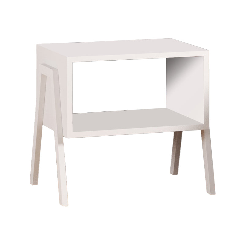 Нощно шкафче Taffa с бели метални крака в бял нюанс 49x35x49см