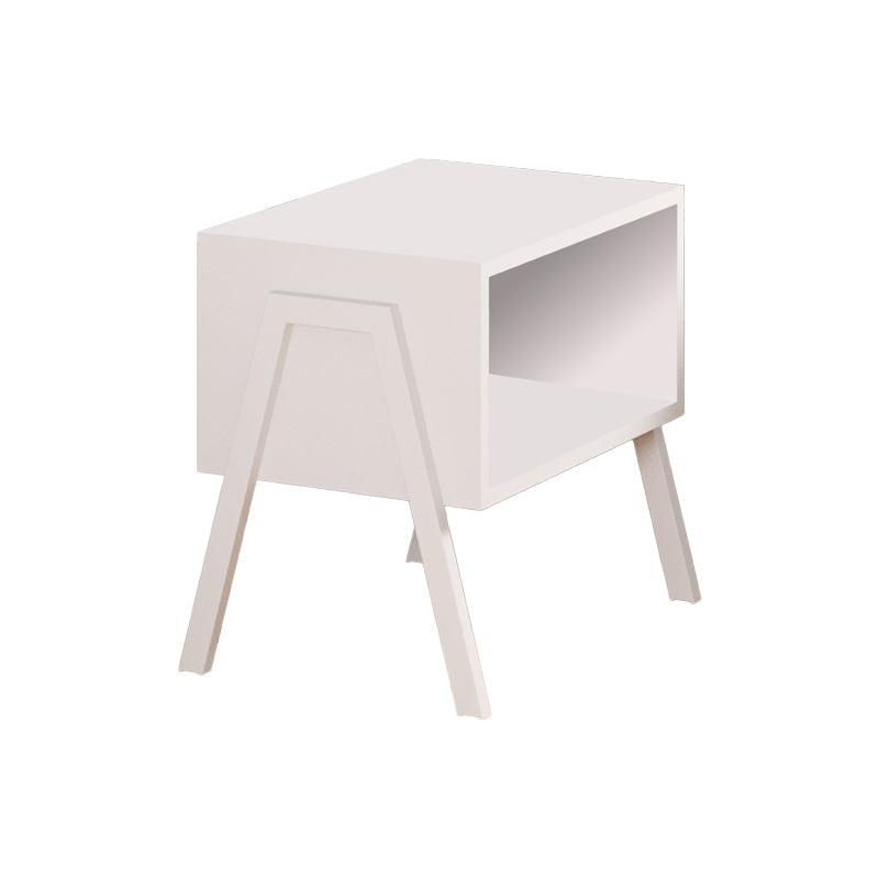 Нощно шкафче Taffa с бели метални крака в бял нюанс 49x35x49см