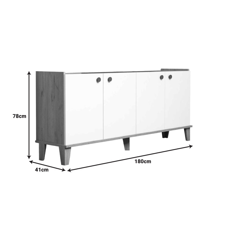 Бюфет Lethak в дъб-бял нюанс 180x41x78см