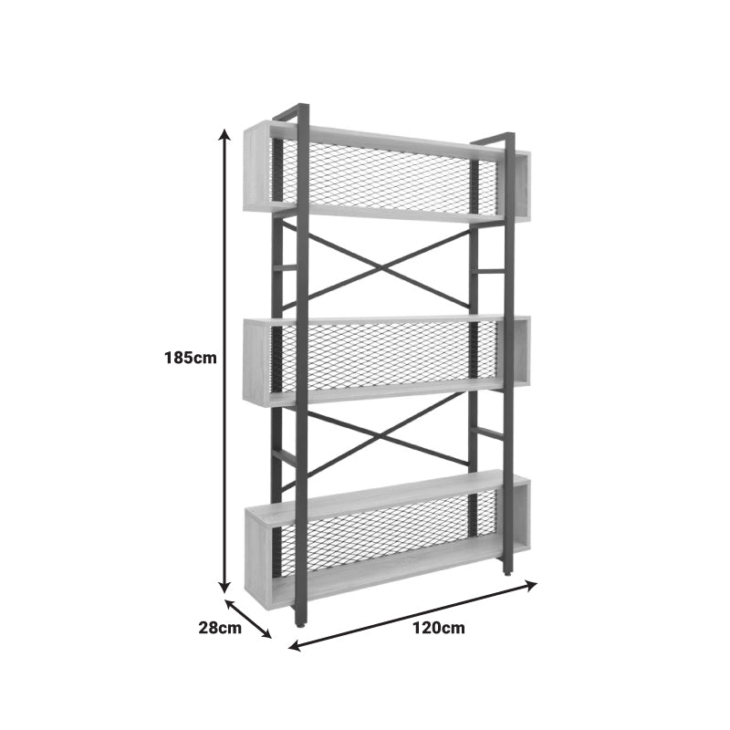 Библиотека Fifer в дъбово-черен нюанс 120x28x185см
