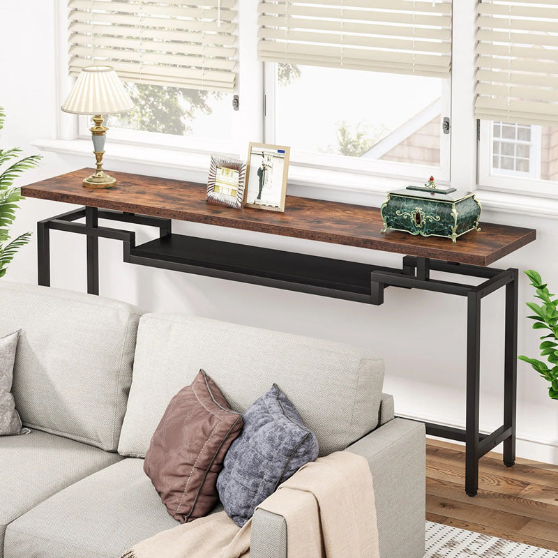 Конзола Onole в цвят орех - черен метал 180x35x82см