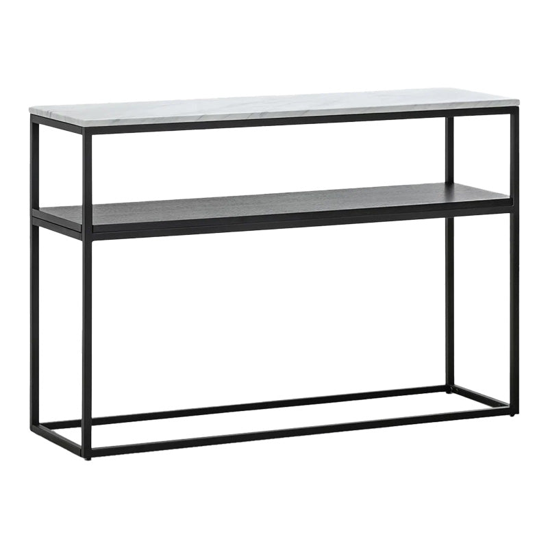 Kонзола CastelI във вид на бял мрамор - черен метал 120x35x80cm