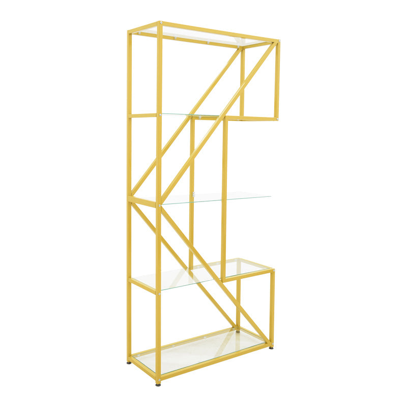 Подов рафт Aylan стъкло- метал в златист цвят 100x30x200см