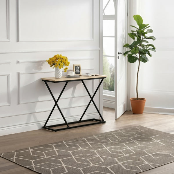 Конзолна маса GLIMMER с естествено покритие и черен метал 100x30x80см