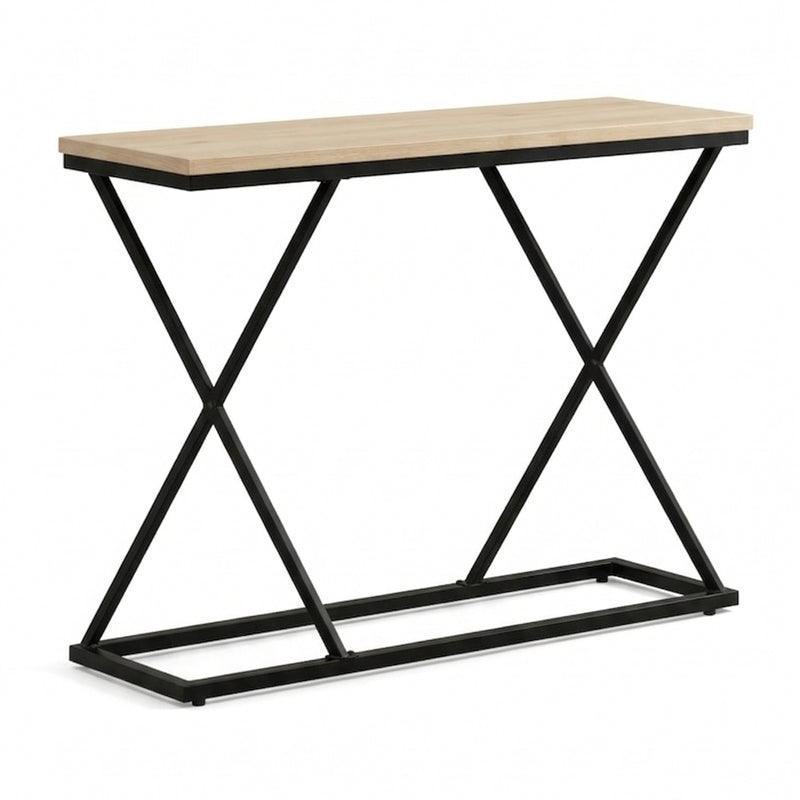 Конзолна маса GLIMMER с естествено покритие и черен метал 100x30x80см
