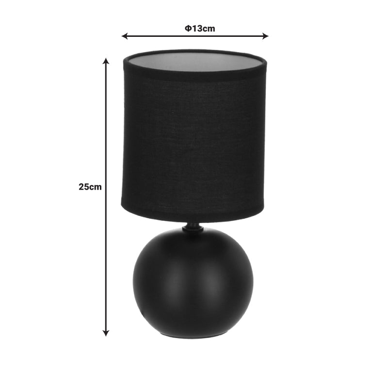 Настолна лампа PWL-1210 E14 60W керамика черна D13x25cm