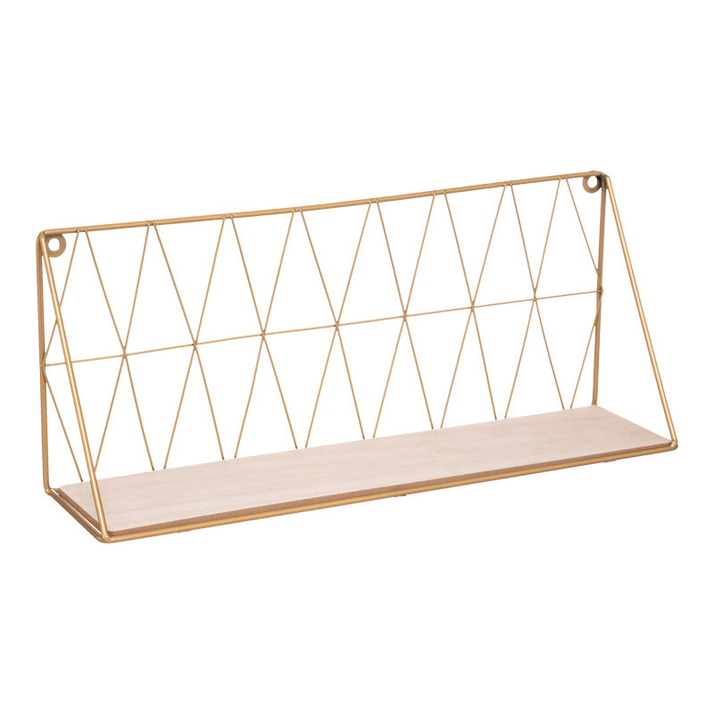 Стенен рафт  Anneza метал-mdf в цвят естествено злато 48x12x20см