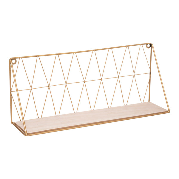 Стенен рафт  Anneza метал-mdf в цвят естествено злато 48x12x20см