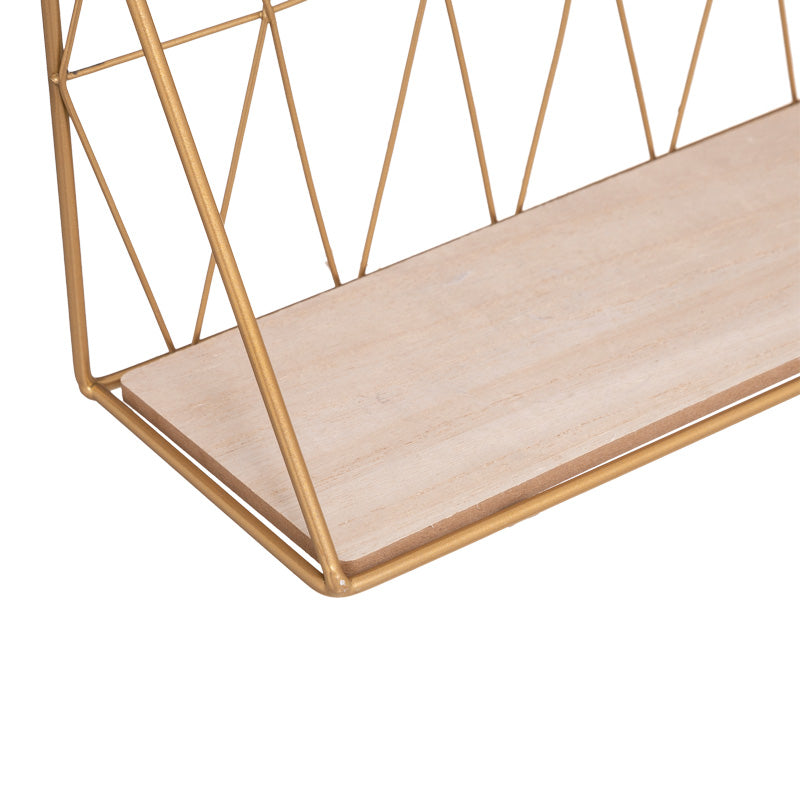 Стенен рафт  Anneza метал-mdf в цвят естествено злато 48x12x20см