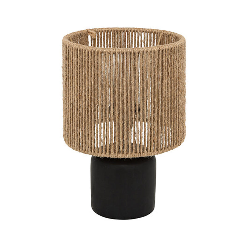 Настолна лампа leyda керамична в черно-естествен цвят d16x24см