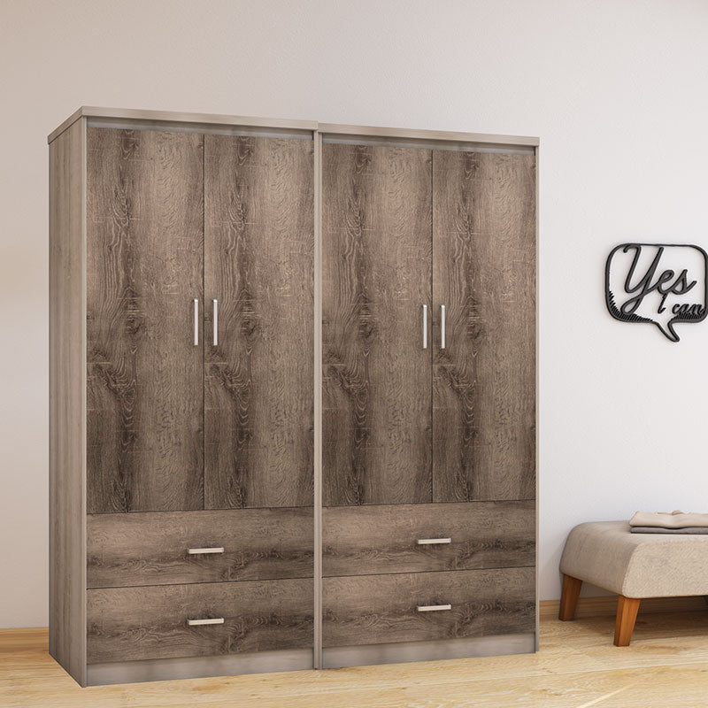 Гардероб  OLYMPOS с 4 врати и 4 чекмеджета в цвят castillo-toro 162x57x183см