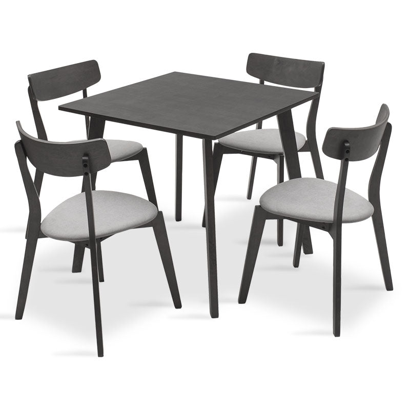 Трапезен комплект Benson - toto 5бр. 80x80x75см в рустик сиво - сив плат