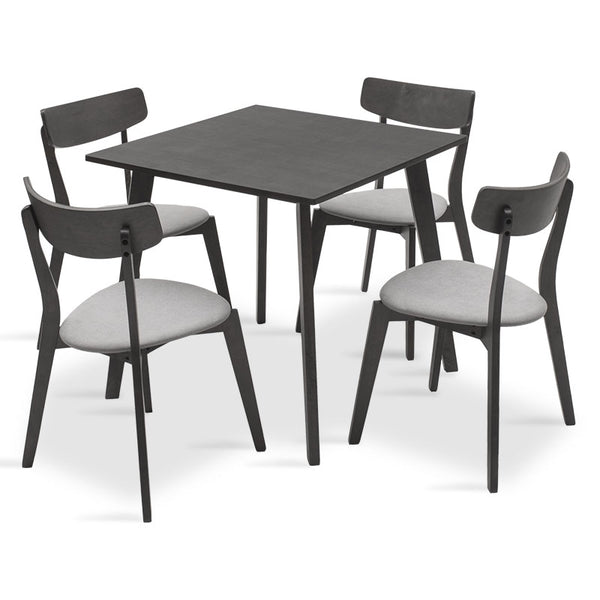 Трапезен комплект Benson - toto 5бр. 80x80x75см в рустик сиво - сив плат