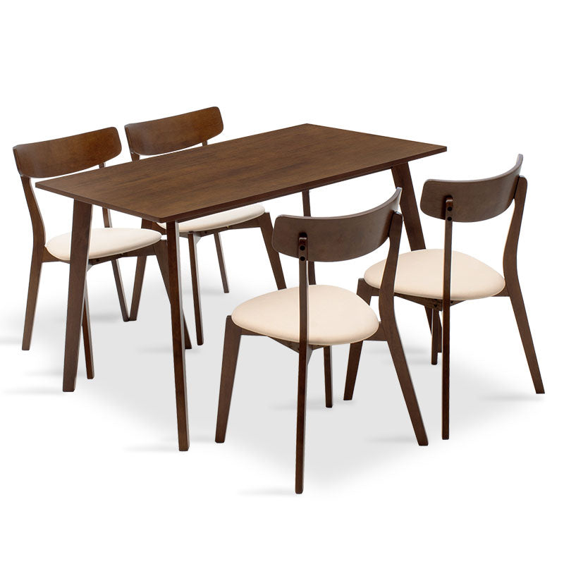 Трапезен комплект BENSON-TOTO 5бр. 120x75x75cm в цвят орех - бежов плат