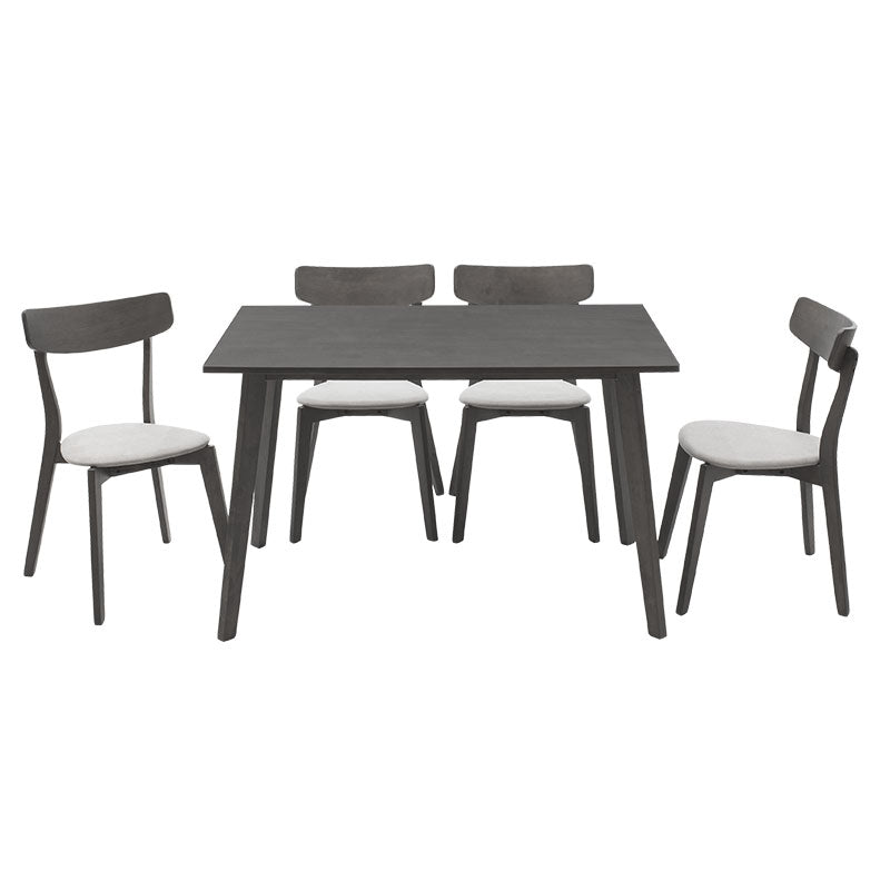 Трапезен комплект Benson - Toto 5бр. 120x75x75см в рустик сиво - сив плат