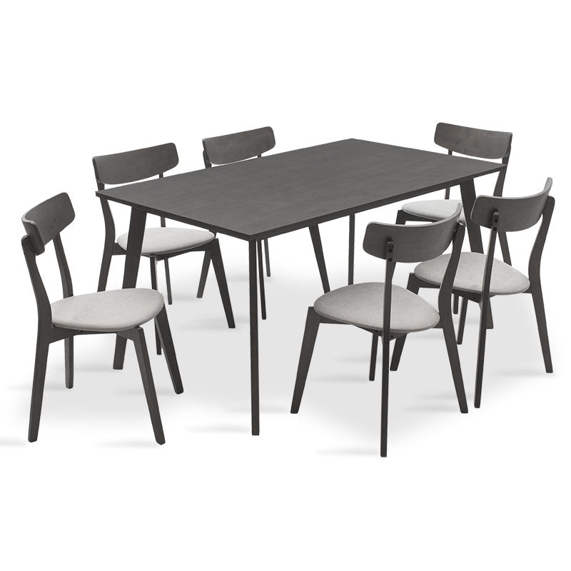 Трапезен комплект benson - toto 7бр. 150x90x75cm в рустик сиво - сив плат