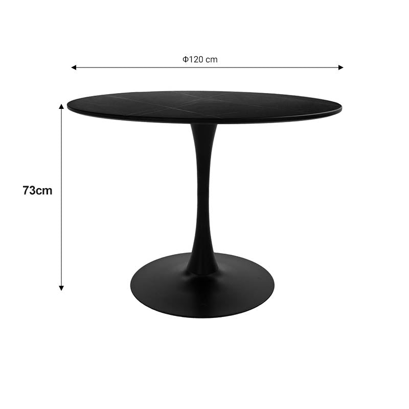 Комплект трапезна маса balou-julita от 5 mdf и pp в черно-натурален нюанс φ100x73см