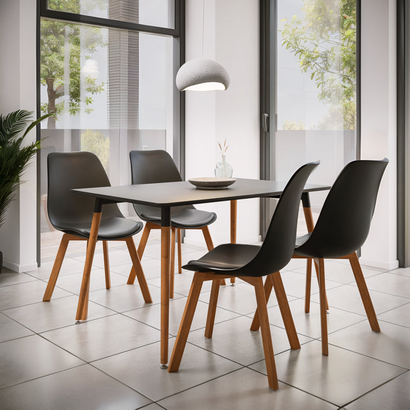 Трапезен комплект VERONA   5бр черен-натурален 120x80x76см