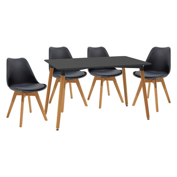 Трапезен комплект VERONA   5бр черен-натурален 120x80x76см