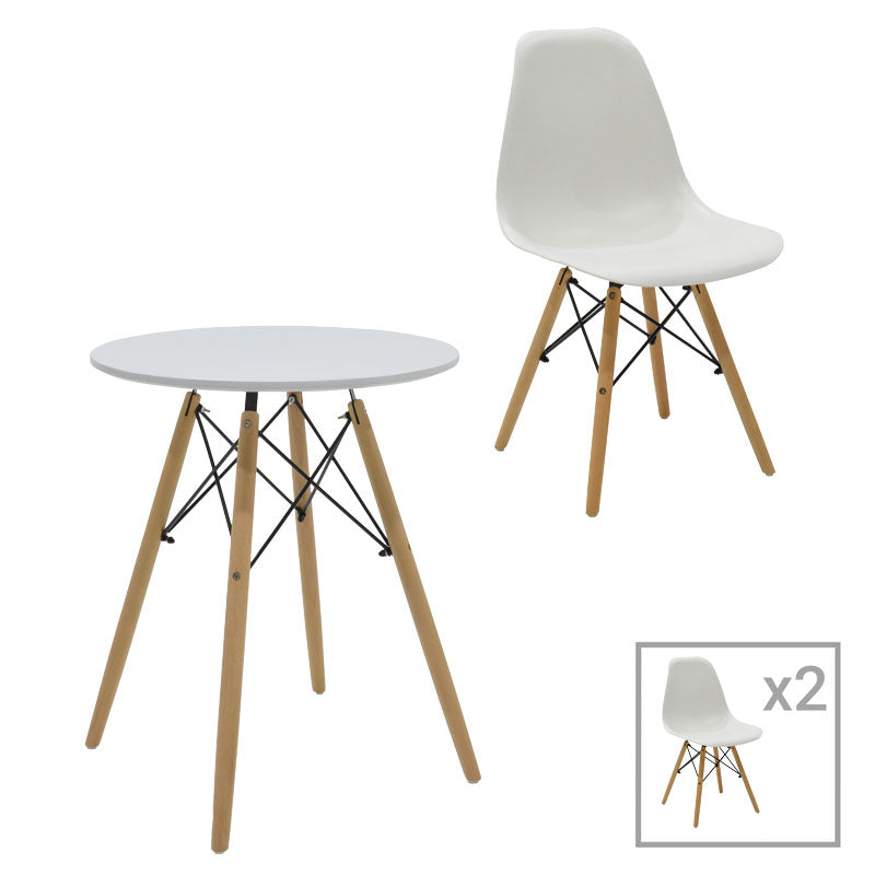 Комплект трапезна маса Julita от 3 части MDF  в бял цвят D60x73см