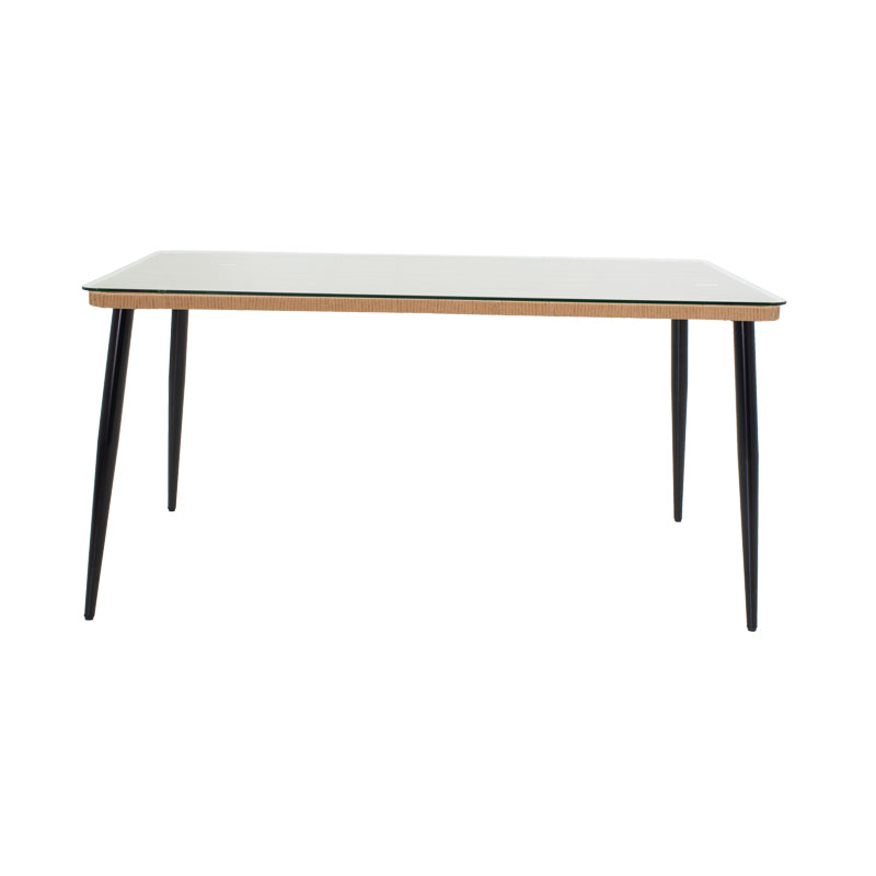 Градински комплект  Naoki A 5бр естествен ратан-черен метал-стъкло с маса 160x90x78см