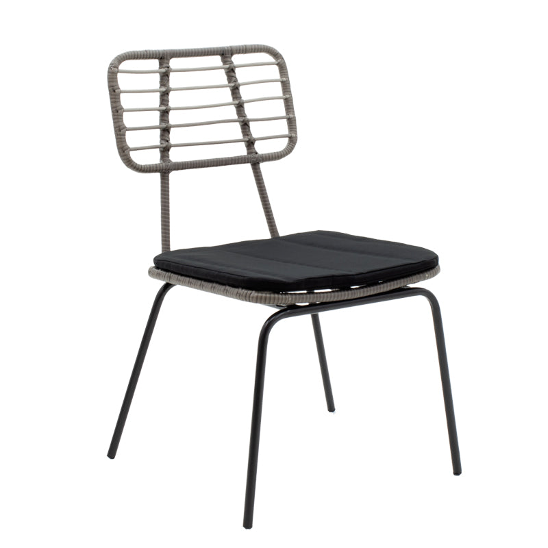 Трапезен комплект Naoki - Kliton  от 3части  антрацит алуминий и метал в черен нюанс с маса 80x80x74см