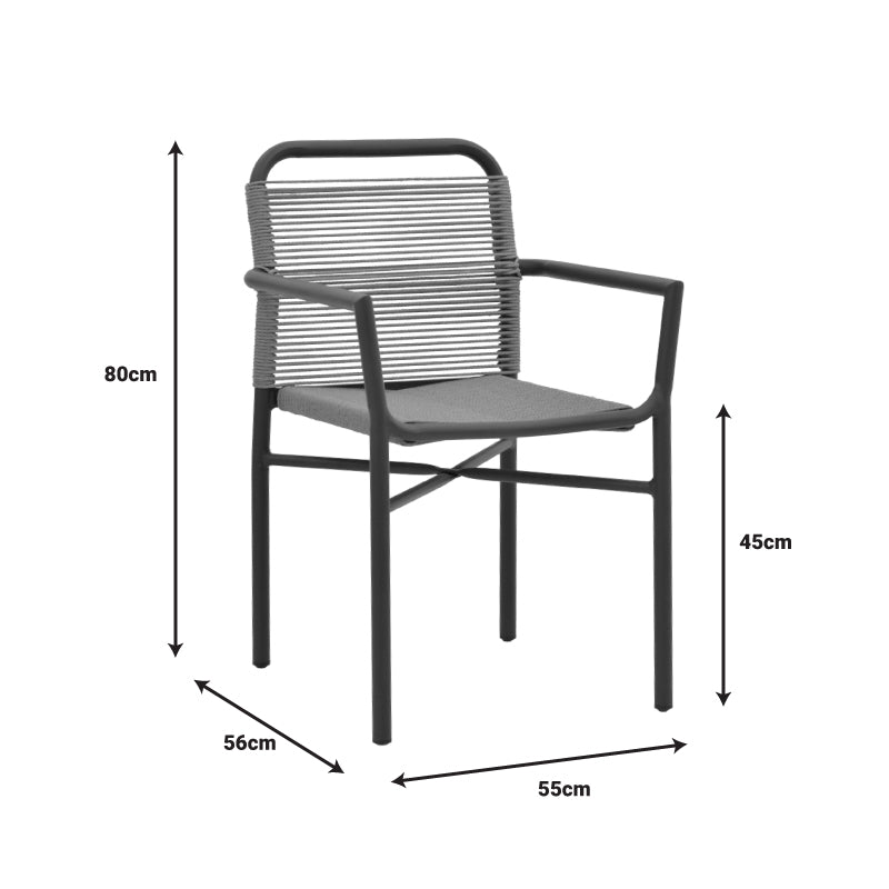 Градински комплект Kliton-Clutch  5 бр цвят антрацит с маса 80x80x74см