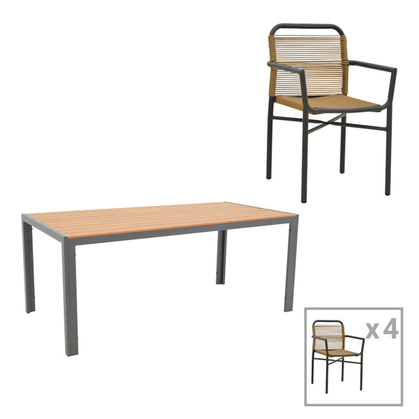 Kомплект NARES от 5 бр.антрацит алуминий / в естествен нюанс 180x90x72.5см