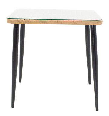 Комплект трапезна маса 80x80x78см и столове Naoki V от 3бр ратан пе в естествен нюанс и маса черен метал