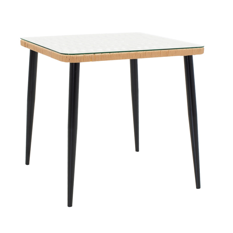 Градински комплект  Naoki U от 5 ратан пе в естествен нюанс и черен метал с маса 80x80x78см