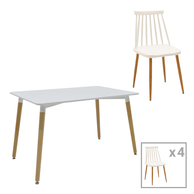 Комплект  NATALI-AURORA от 5 pp-mdf бяло-натурален цвят с маса 120x80x76см