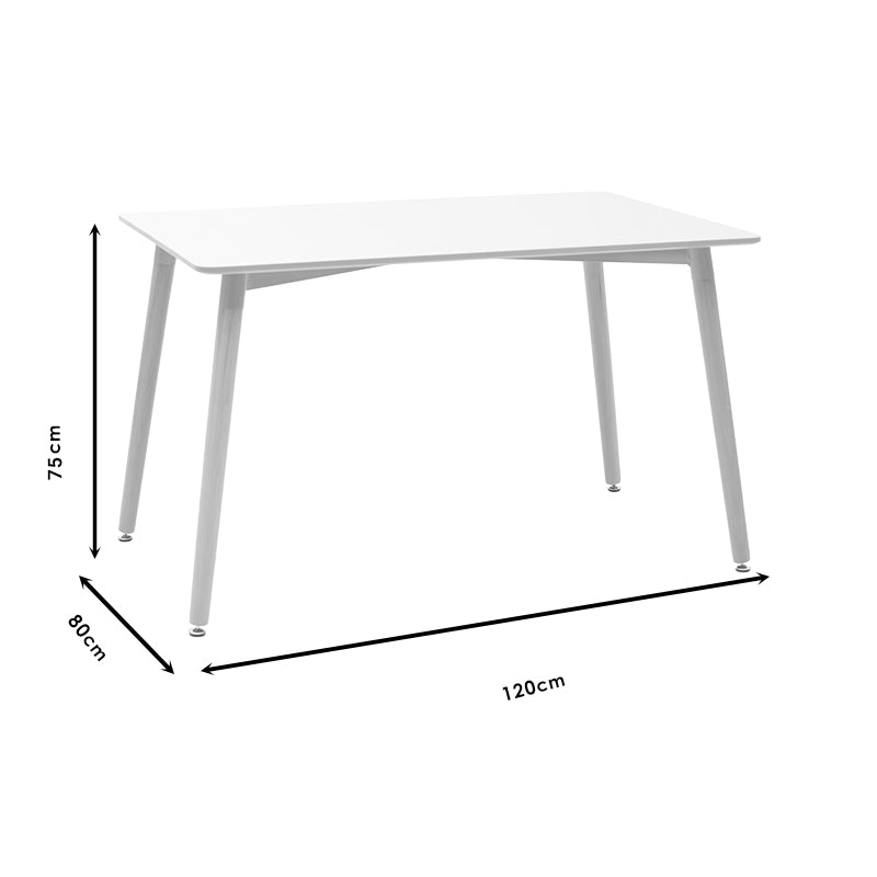 Комплект EZRA-NATALI от 5 pp-mdf в сиво-бял цвят с естествени крака с маса 120x80x76см