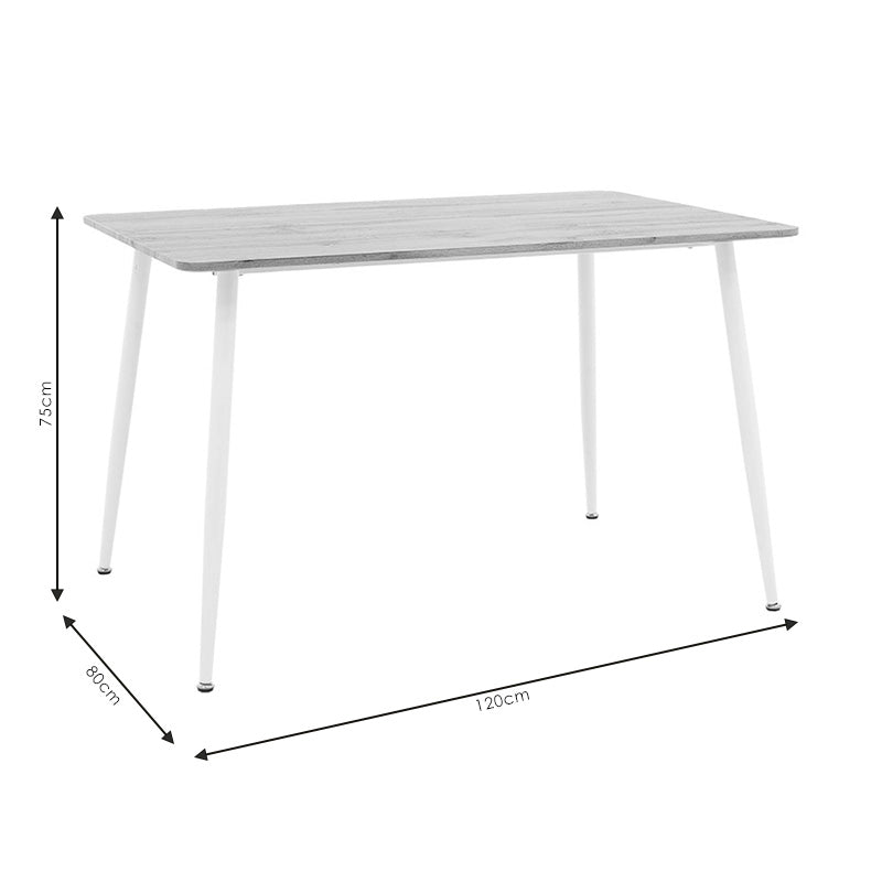 Комплект трапезна маса julita-cuba от 5 pp-mdf цвят бяло-сонома 120x80x75см