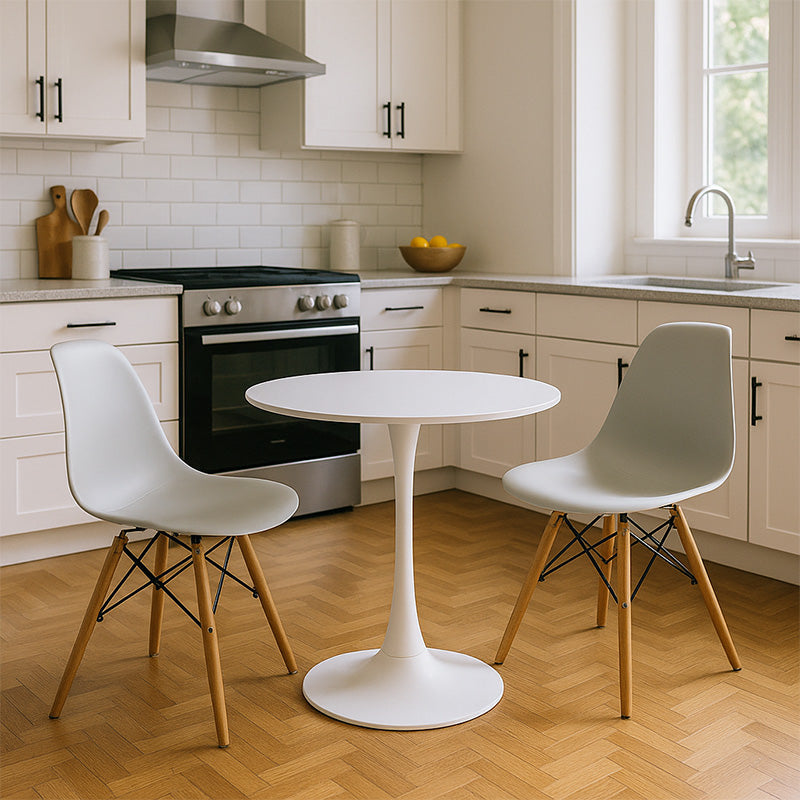 Комплект трапезна маса Elijah-Julita от 3 pp-pu в бял цвят с естествени крака Φ60x74см