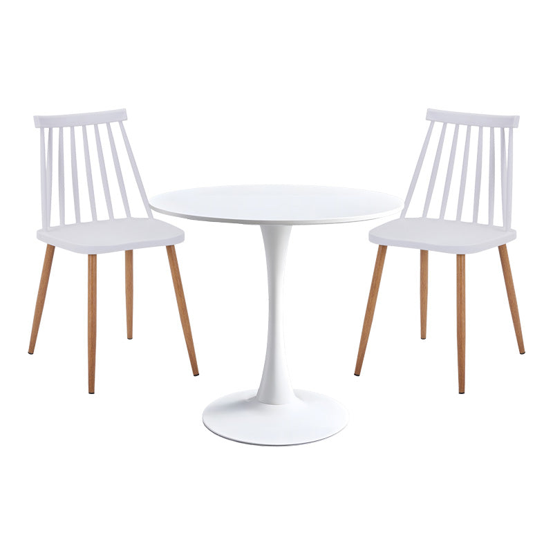 Комплект трапезна маса Elijah-Aurora I от 3 стр. в бял цвят с естествени крака Φ60x74см