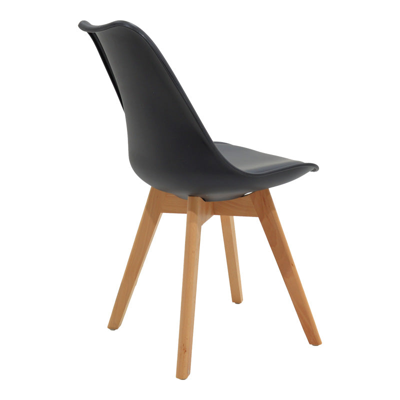 Комплект трапезна маса quana-gaston от 5 части, прозрачно стъкло 8 мм - черен крак - черен абажур 120x70x75 см