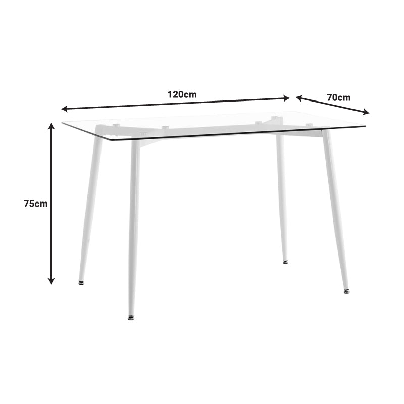 Quana-julita трапезна маса комплект от 5 части стъкло 8мм прозрачно - черен крак 120x70x75см