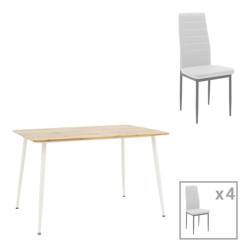 Трапезна маса cuba-parker комплект 5 части sonoma-бяла 120x80x75см