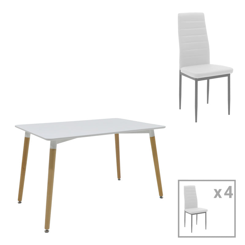 Трапезен комплект NATALI-PARKER 5 бр mdf бяло-естествени крака с маса 120x80x76см