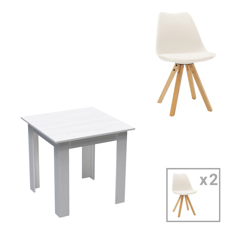 Трапезен  комплект от 3 части MANKA -CARON в бяло 80x80x77см