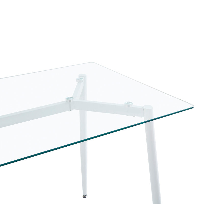 Комплект трапезна маса quana-gaston от 5 части стъкло 8мм прозрачно - бяло 120x70x75см