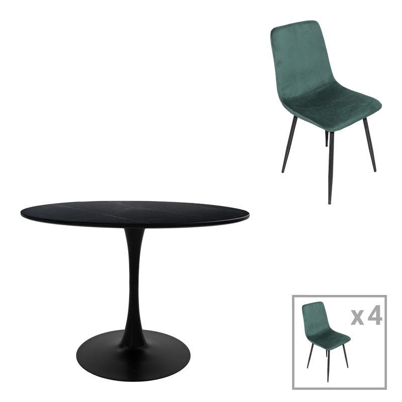 Трапезна маса balou-grato комплект 5 бр черен кипарис d100x73см