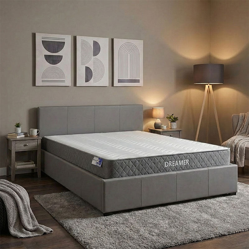 Легло с матрак и място за съхранение Norse-Dreamer pu сиво 160x200см