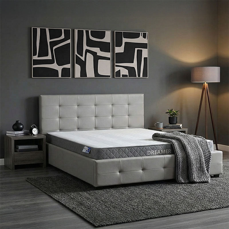 Легло с матрак и място за съхранение roi-dreamer pu сиво 160x200см